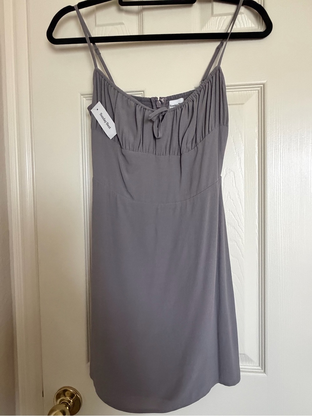 Aritzia Grey Spaghetti-Strap Mini Dress
